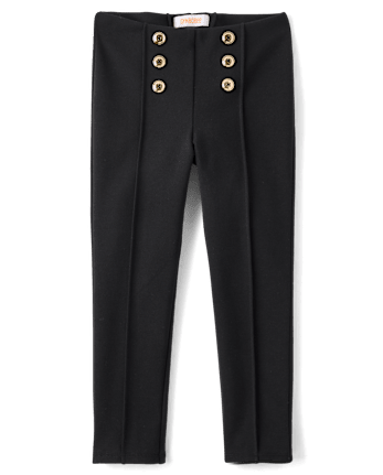 Girls Pintuck Button Ponte Jeggings - The Leopard Edit