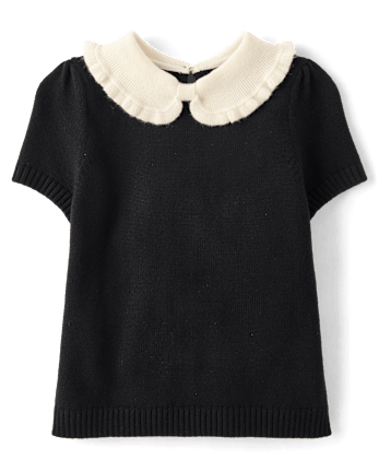 Girls Peter Pan Ruffle Sweater - The Leopard Edit