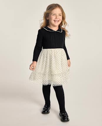 Girls Flocked Polka Dot Tutu Dress - The Leopard Edit
