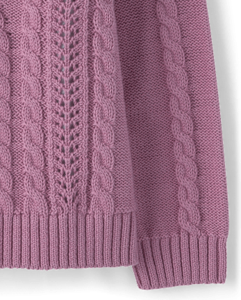 Girls Crochet Floral Cable Knit Sweater - Countryside Manor