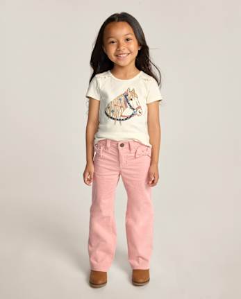 Girls Bow Corduroy Wide Leg Pants - Blue Sky Mountain