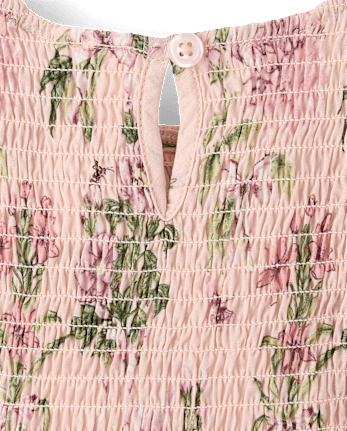 Baby Girls Floral Smocked Bubble Dress - Countryside Manor - PALE BLUSH