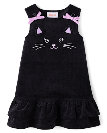 Girls Embroidered Cat Ruffle Jumper - Trick or Treat