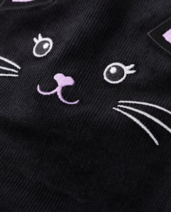 Girls Embroidered Cat Ruffle Jumper - Trick or Treat