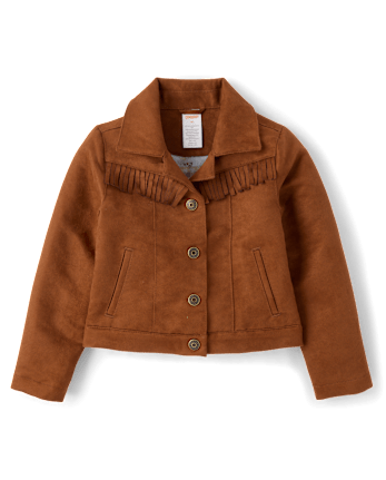 Girls Fringe Faux Suede Jacket - Blue Sky Mountain