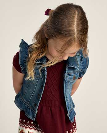 Girls Flutter Denim Vest - Little Essentials