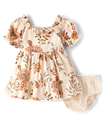 Baby Girls Floral Flannel Ruffle Dress - The Harvest Edit