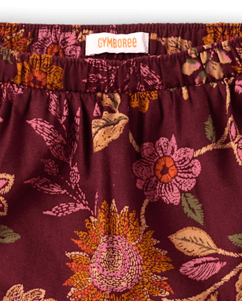 Girls Floral Tiered Ruffle Flannel Skort - The Harvest Edit