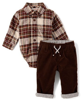 Baby Boys Plaid 2-Piece Outfit Set - Countryside Manor - REDWOOD