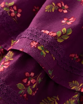 Girls Floral Tiered Ruffle Flannel Skort - Countryside Manor - PARTY PLUM