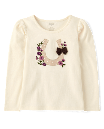 Girls Horse Icon Puff Sleeve Top - Countryside Manor