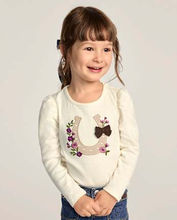 Girls Horse Icon Puff Sleeve Top - Countryside Manor