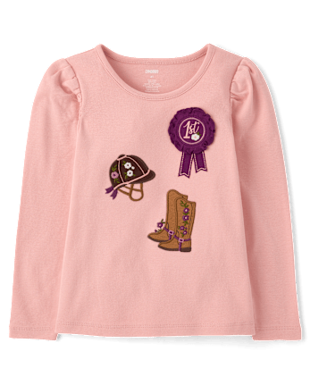 Girls Horse Icon Puff Sleeve Top - Countryside Manor