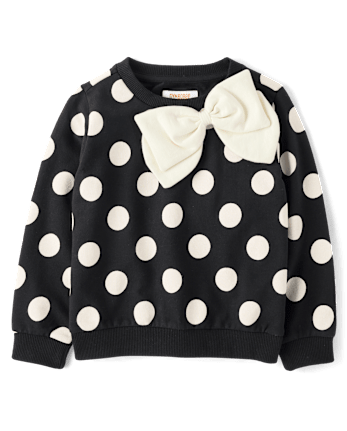 Girls Polka Dot Oversized Bow Fleece Sweatshirt - The Leopard Edit
