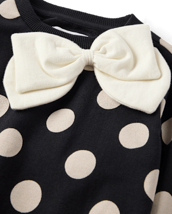 Girls Polka Dot Oversized Bow Fleece Sweatshirt - The Leopard Edit