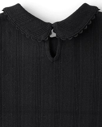 Girls Pointelle Peter Pan Top - Little Essentials