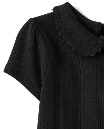 Girls Pointelle Peter Pan Top - Little Essentials