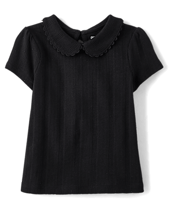 Girls Pointelle Peter Pan Top - Little Essentials