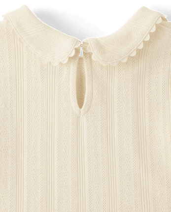 Girls Pointelle Peter Pan Top - Little Essentials