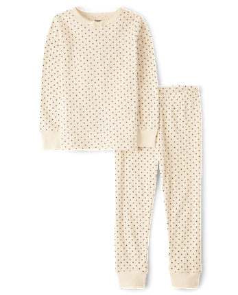 Girls Print Snug Fit Pointelle Pajamas