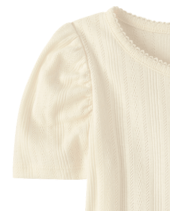 Girls Pointelle Top - Little Essentials