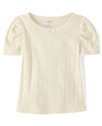 Girls Pointelle Top - Little Essentials