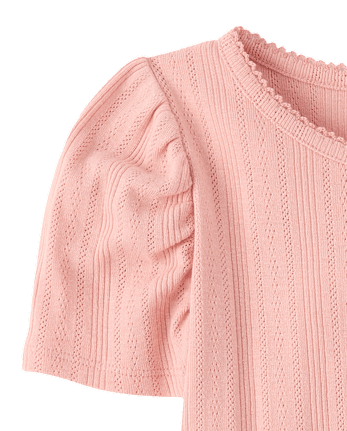 Girls Pointelle Top - Little Essentials