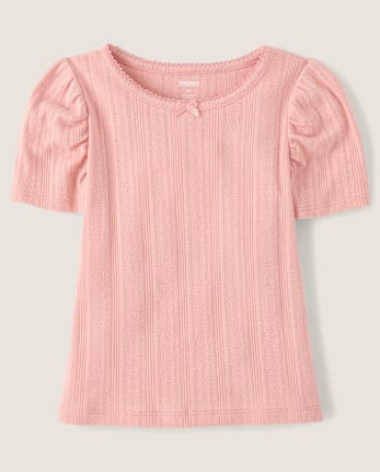 Girls Pointelle Top - Little Essentials