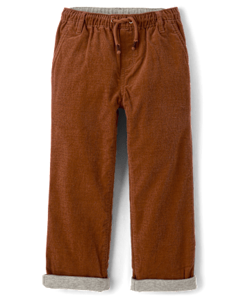 Boys Corduroy Pull On Roll Cuff Pants - Little Essentials