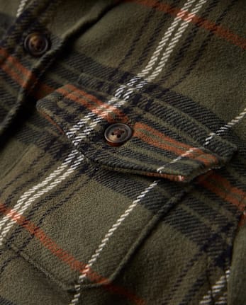 Boys Plaid Flannel Taffeta Lined Shacket - Countryside Manor