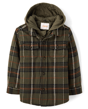 Boys Plaid Flannel Taffeta Lined Shacket - Countryside Manor