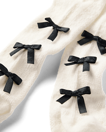 Girls Bow Pointelle Tights - The Leopard Edit