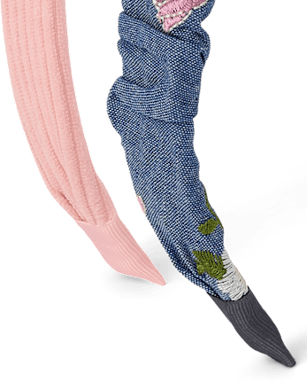 Girls Embroidered Floral Bow Headband 2-Pack - Blue Sky Mountain