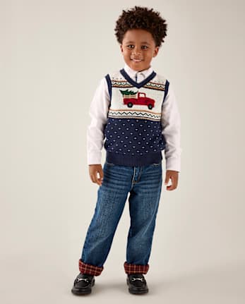 Jeans droits doublés en flanelle pour garçons - Little Essentials - RILEY WASH