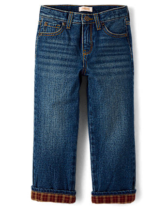 Boys Flannel Lined Straight Jeans - Little Essentials