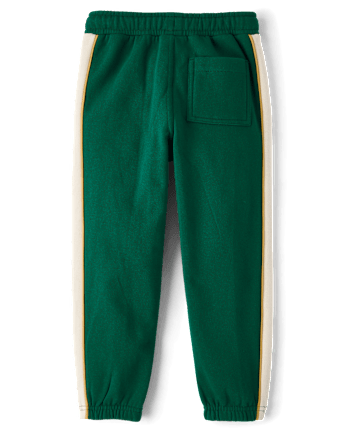Boys Embroidered Varsity Side Stripe Fleece Jogger Pants - Collegiate Club
