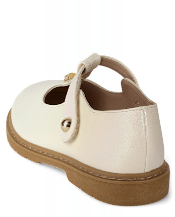 Girls Shimmer Bow T-Strap Mary Jane Shoes - Little Essentials