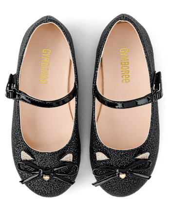 Girls Glitter Cat Ballet Flats - Little Essentials