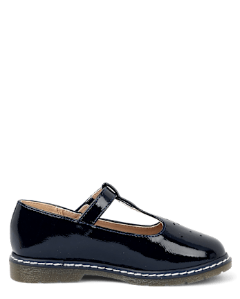 Girls Perforated T-Strap Mary Jane Shoes - Blue Sky Mountain