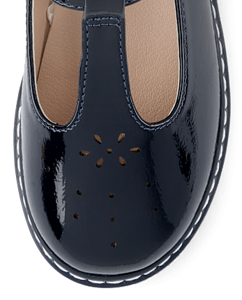 Girls Perforated T-Strap Mary Jane Shoes - Blue Sky Mountain