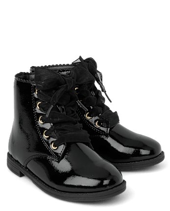 Girls Scalloped Lace Up Boots - Little Essentials