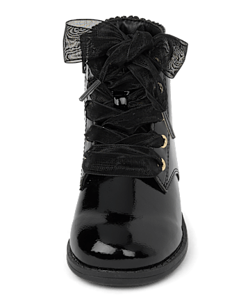 Girls Scalloped Lace Up Boots - Little Essentials
