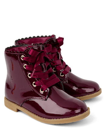 Girls Scalloped Lace Up Boots - Little Essentials