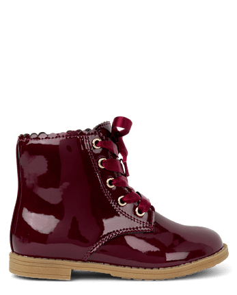 Girls Scalloped Lace Up Boots - Little Essentials