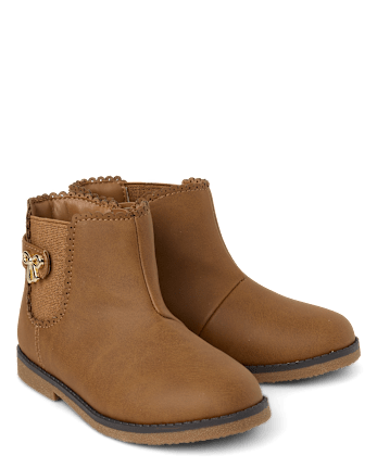 Girls Bow Scalloped Booties - Little Essentials