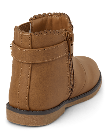 Girls Bow Scalloped Booties - Little Essentials