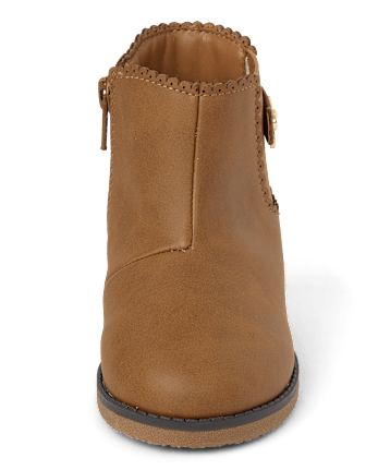 Girls Bow Scalloped Booties - Little Essentials