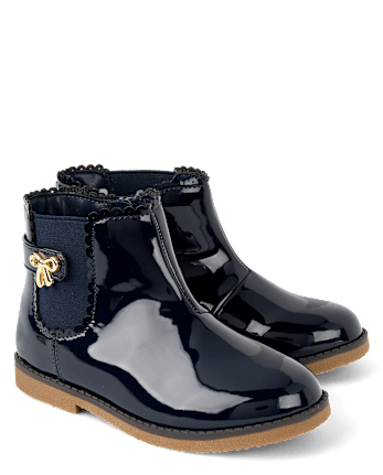 Girls Bow Scalloped Booties - Little Essentials