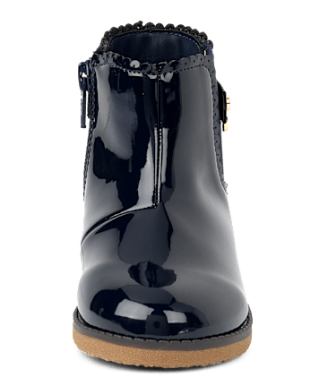 Girls Bow Scalloped Booties - Little Essentials