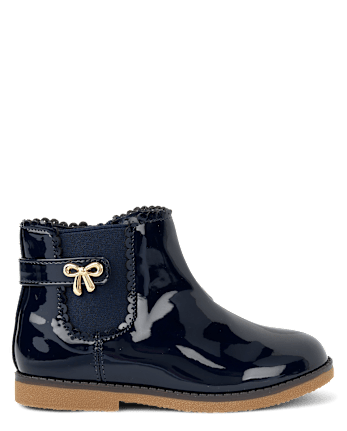 Girls Bow Scalloped Booties - Little Essentials
